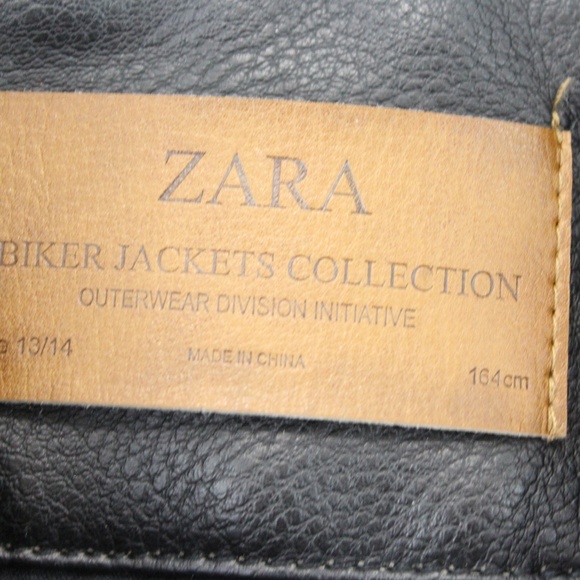 Zara Faux Leather Black Biker Jacket J226 - Picture 3 of 5